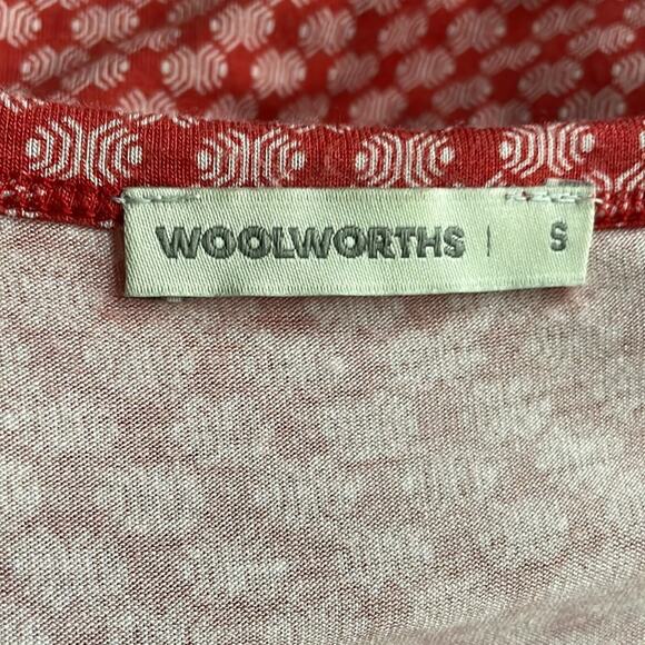 Woolworths Jersey Cap Sleeve Belted Dress Rust Orange White Size Small - Picture 6 of 8